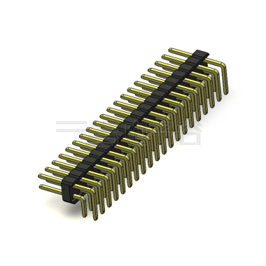 Pitch 2.54mm 90°双排 DIP 单塑排针 PC:3.0 2X20Pin 黑色 镀全金G/F